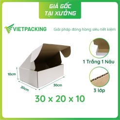 Hộp carton nắp gài 30x20x10